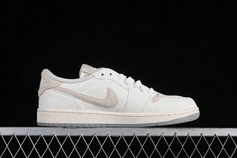 All categories Air Jordan Jordan series basketball shoes Air Jordan 1 Low pure original CP3 x Air Jordan 1 AJ1 Joe 1 embossed white low-top cultural casual sneakers FZ0455-200